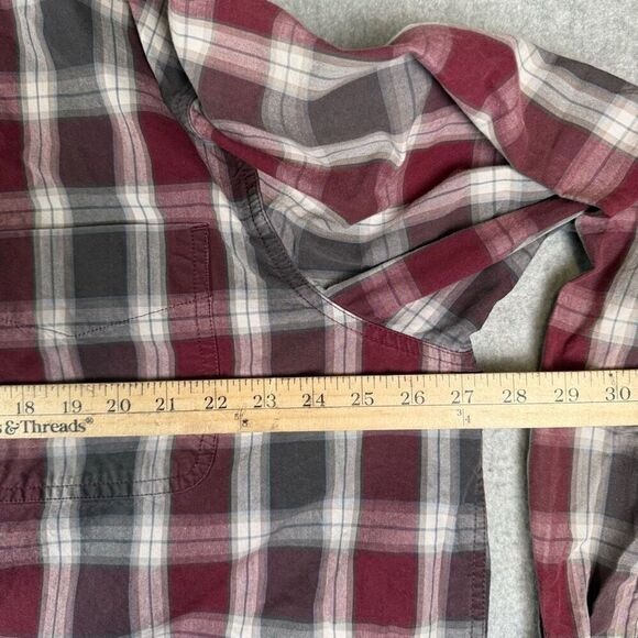 Carhartt Mens 2XL Relaxed Button Front Long Sleeve Shirt Red Plaid 100% Cotton - Picture 3 of 7
